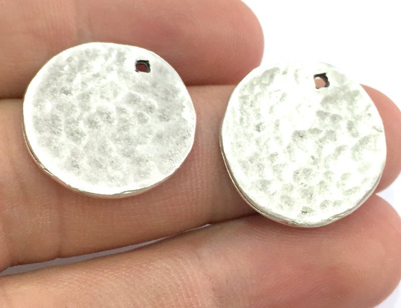 2 Antique Silver Plated Brass  Charms 22mm  G4146