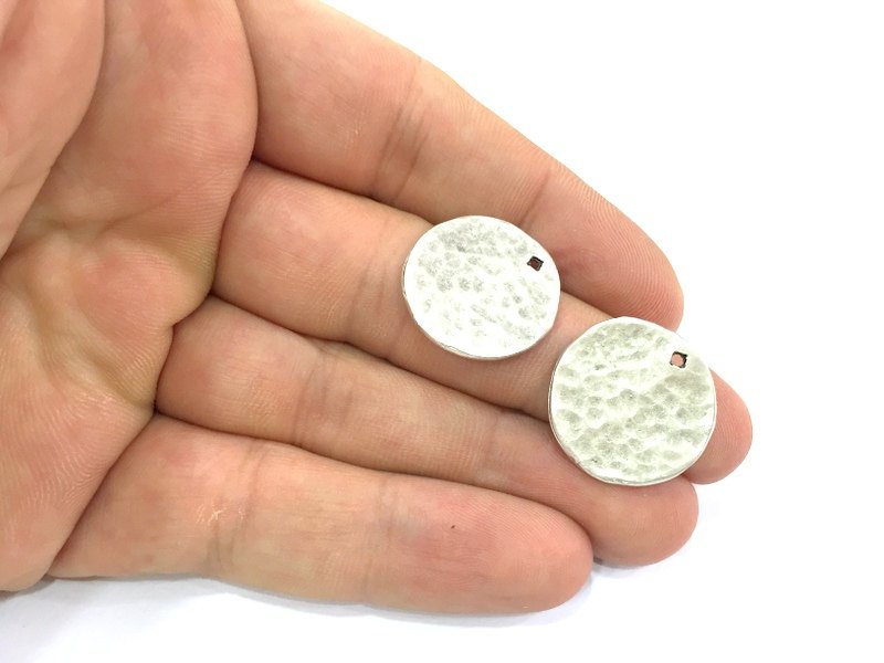 2 Antique Silver Plated Brass  Charms 22mm  G4146