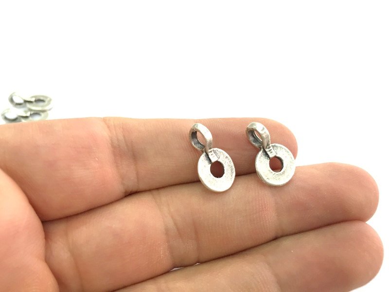 4 Silver Charms Antique Silver Plated Brass Charms   (18x11mm) G4147