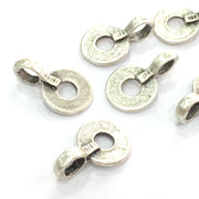 4 Silver Charms Antique Silver Plated Brass Charms   (18x11mm) G4147