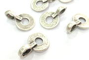 4 Silver Charms Antique Silver Plated Brass Charms   (18x11mm) G4147
