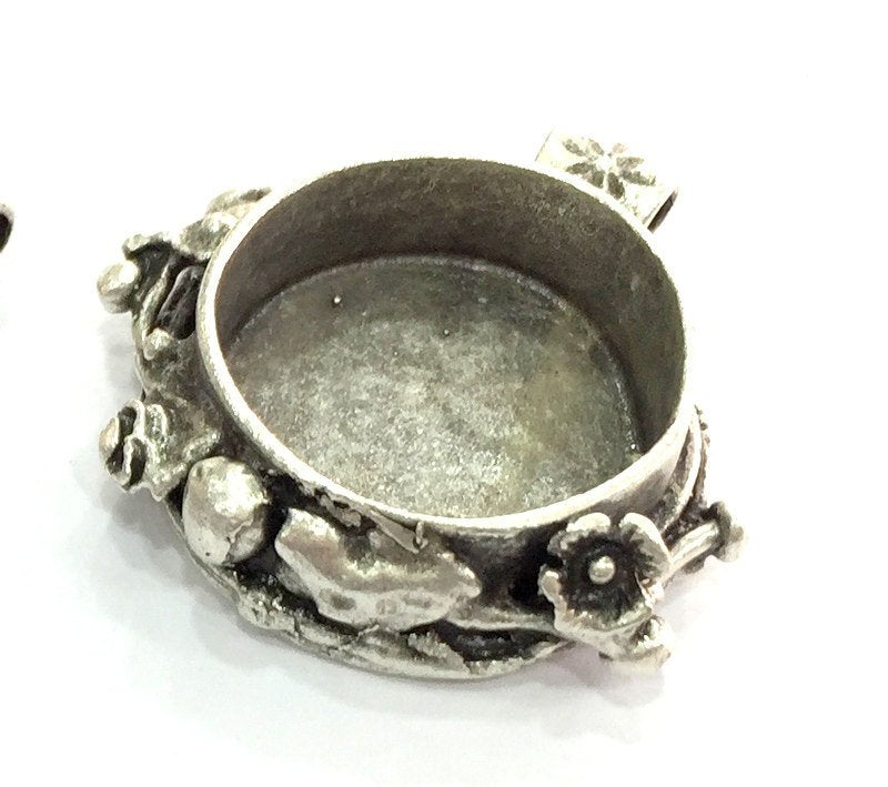 Antique Silver Plated Brass  Mountings , Blanks (20 mm blank) G4148