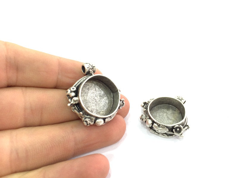 Antique Silver Plated Brass  Mountings , Blanks (20 mm blank) G4148