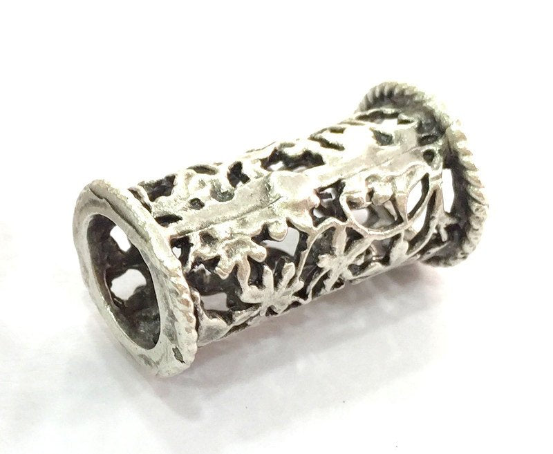 Antique Silver Tube Findings (26x14 mm)  Antique Silver Plated Brass  G4149