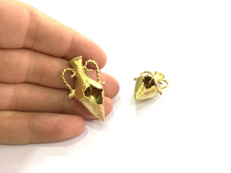 Raw Brass Amphora Pendant 44x28mm G12800
