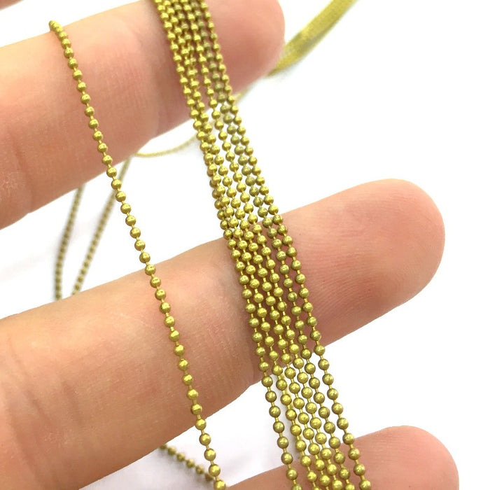 Raw Brass Ball Chain  16.5 ft. - 5 meters  (1mm)  G4105