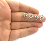 10 Pcs (15x9mm) Antique Silver Plated Brass Flower Charms  G4131