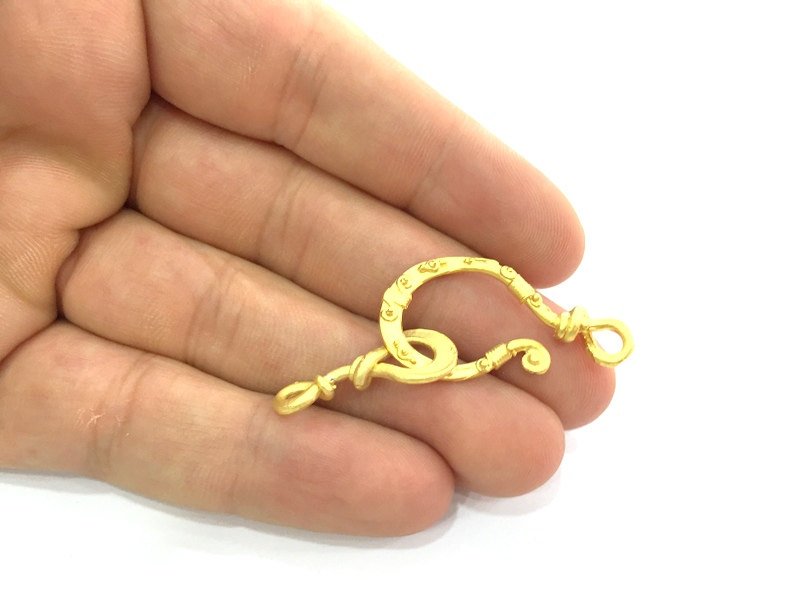 Gold Hook Clasp Findings , Gold Plated Brass G4133