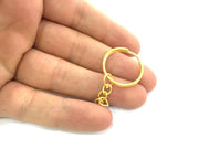 2 Pcs Key Ring Findings, Gold Plated Brass  G4136