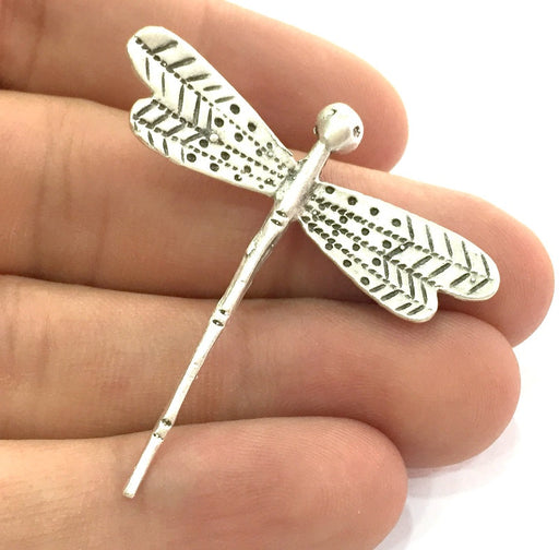 Dragonfly Pendant Antique Silver Plated Brass 40x35mm  G10789