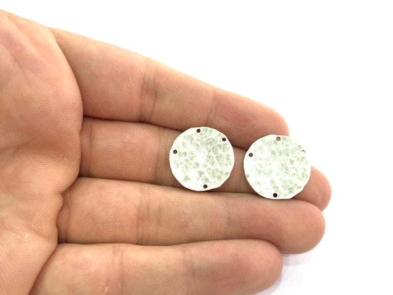 4 Antique Silver Plated Brass  Charms 20mm  G13366