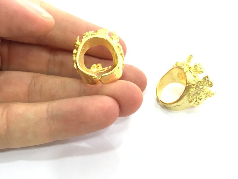 Adjustable Ring Blank (20mm Blank) , Gold Plated Brass G4139