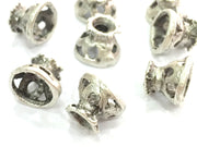 4 Antique Silver Plated Brass Cones , Findings  10x8mm  G12640