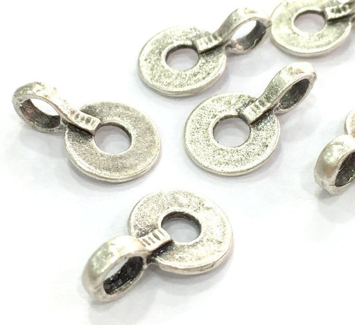 4 Silver Charms Antique Silver Plated Brass Charms   (18x11mm) G4147