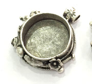 Antique Silver Plated Brass  Mountings , Blanks (20 mm blank) G4148