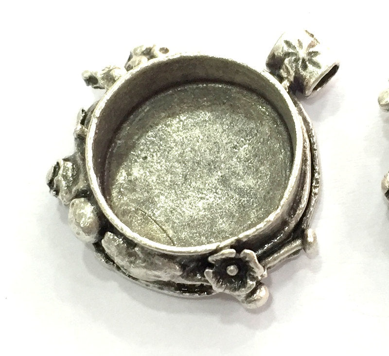 Antique Silver Plated Brass  Mountings , Blanks (20 mm blank) G4148