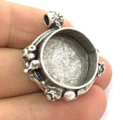 Antique Silver Plated Brass  Mountings , Blanks (20 mm blank) G4148