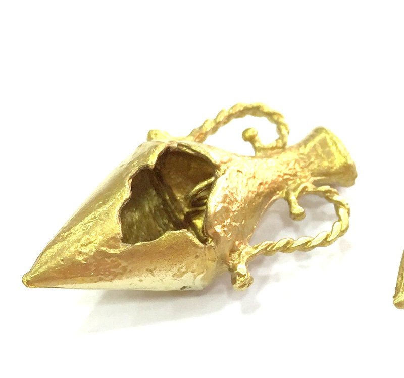 Raw Brass Amphora Pendant 44x28mm G12800