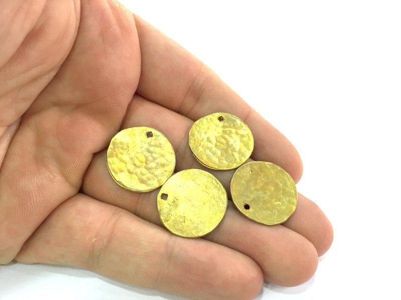 2 Raw Brass Charms 22mm G4166