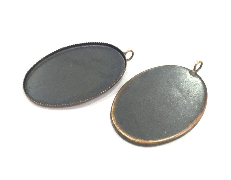 5 Antique Copper Pendant Blank Base Setting Necklace Blank Mountings 5 Pcs. (40x30 mm blank) G4176