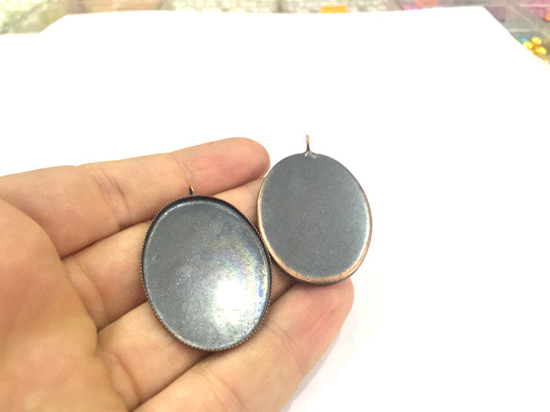 5 Antique Copper Pendant Blank Base Setting Necklace Blank Mountings 5 Pcs. (40x30 mm blank) G4176