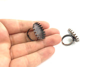 5 Pcs (25mm) Antique Copper Plated Brass Adjustable Ring Blank G4183