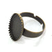 5 Ring Blank Antique Bronze Plated Brass Adjustable Ring Blank 5 Pcs (18x13mm)  G4186