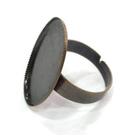 5 Antique Bronze Plated Brass Adjustable Ring Blank 5 Pcs (25x18mm)  G4187