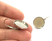 10 Pcs (5 set) 18mm Silver Brass Earring  Blank   G4167