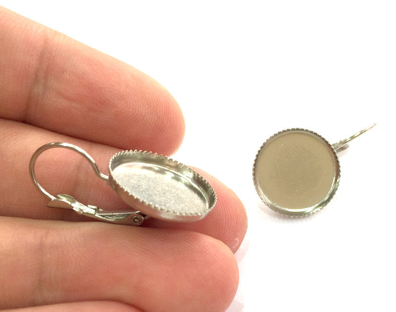 10 Pcs (5 set) 18mm Silver Brass Earring  Blank   G4167