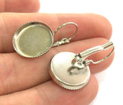 10 Silver Brass Earring  Blank  10 Pcs (5 set) 16mm  G4168