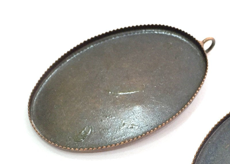 5 Antique Copper Pendant Blank Base Setting Necklace Blank Mountings 5 Pcs. (40x30 mm blank) G4176