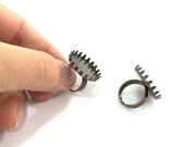 5 Pcs (25mm) Antique Copper Plated Brass Adjustable Ring Blank G4183