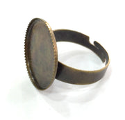 5 Pcs (18mm) Antique Bronze Plated Brass Adjustable Ring Blank G4184