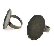 5 Antique Bronze Plated Brass Adjustable Ring Blank 5 Pcs (25x18mm)  G4187