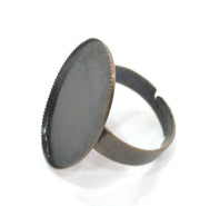 5 Antique Bronze Plated Brass Adjustable Ring Blank 5 Pcs (25x18mm)  G4187