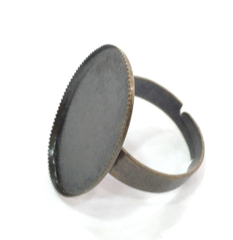 5 Antique Bronze Plated Brass Adjustable Ring Blank 5 Pcs (25x18mm)  G4187