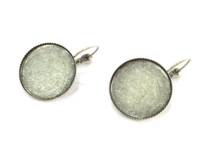 10 Earring  Blank Antique Silver Plated  Brass  10 Pcs (5 set) 20mm  G4191