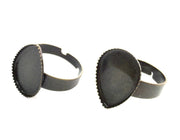 5 Antique Bronze Ring Blank Ring Setting Ring Bezel Base Cabochon Mountings  Adjustable Ring Blank  5 Pcs (18x13 mm drop) G4195