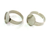 5 Ring Blank , Adjustable Silver Tone Brass   (14x10 mm blank)  G4199