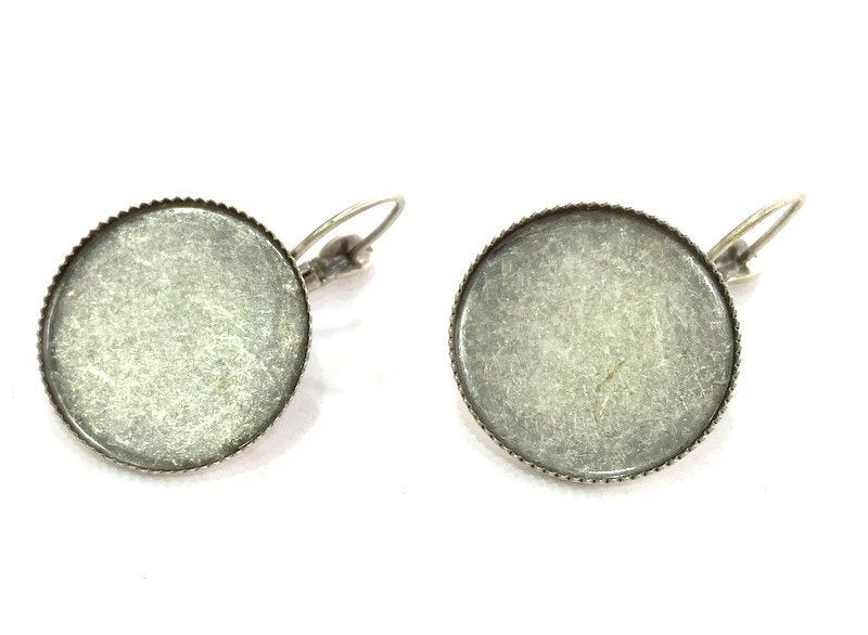 10 Earring  Blank Antique Silver Plated  Brass  10 Pcs (5 set) 20mm  G4191