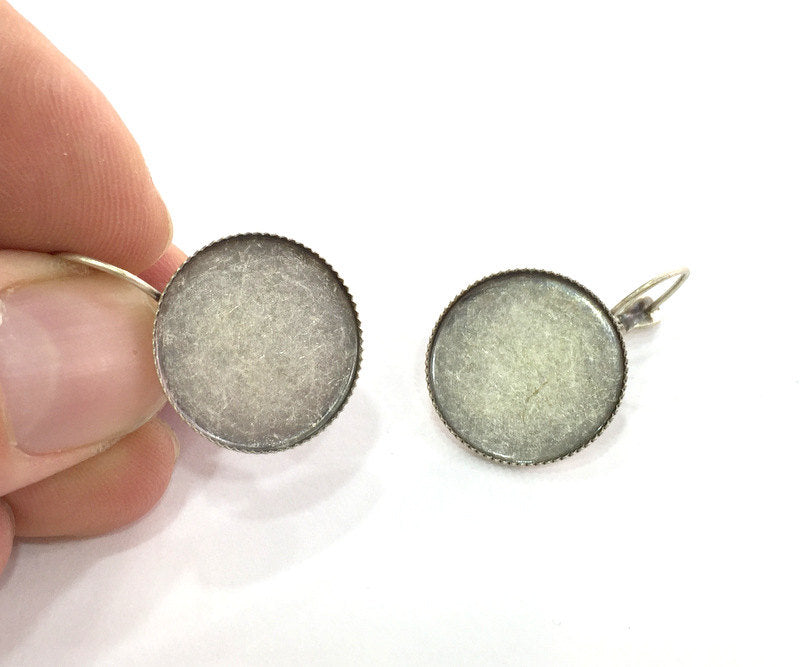 10 Earring  Blank Antique Silver Plated  Brass  10 Pcs (5 set) 20mm  G4191