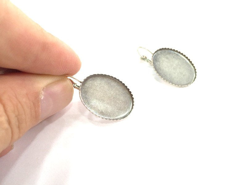 10 Pcs (5 set) 25x18mm Antique Silver Plated  Brass Earring  Blank   G4193