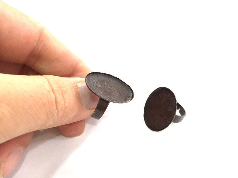 5 Pcs (25x18 mm ) Antique Copper Plated Brass Adjustable Ring Blank G4197