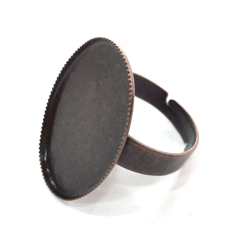 5 Pcs (25x18 mm ) Antique Copper Plated Brass Adjustable Ring Blank G4197