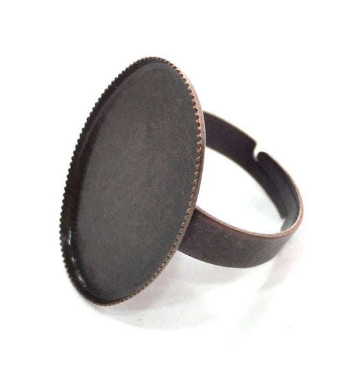 5 Pcs (25x18 mm ) Antique Copper Plated Brass Adjustable Ring Blank G4197