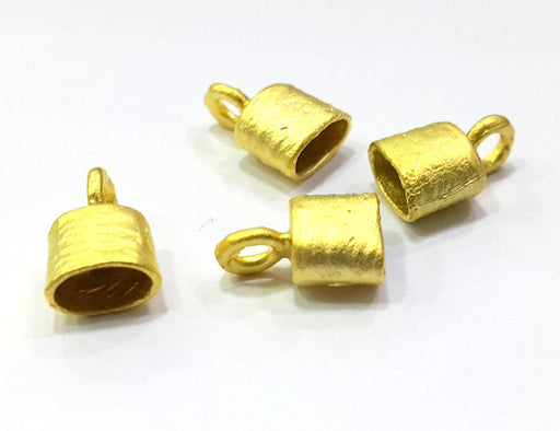 4 Pcs (2 sets) Gold Plated Brass Cone Cord Ends Findings G4261