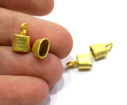 4 Pcs (2 sets) Gold Plated Brass Cone Cord Ends Findings G4261