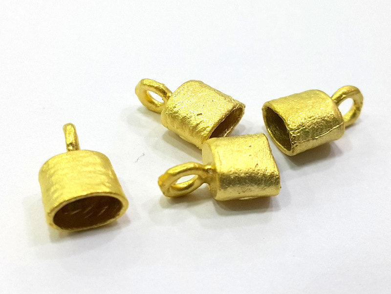 4 Pcs (2 sets) Gold Plated Brass Cone Cord Ends Findings G4261