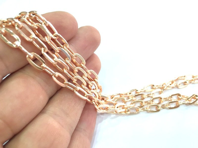 1mt Rose Gold Chain Rose Gold Plated Round Large Chain 10x6 mm - unsoldered 1 Meter - 3.3 Feet  G4352